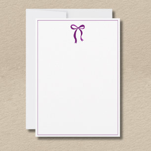 Simple Plum Purple Bow Thin Border No text Note Card