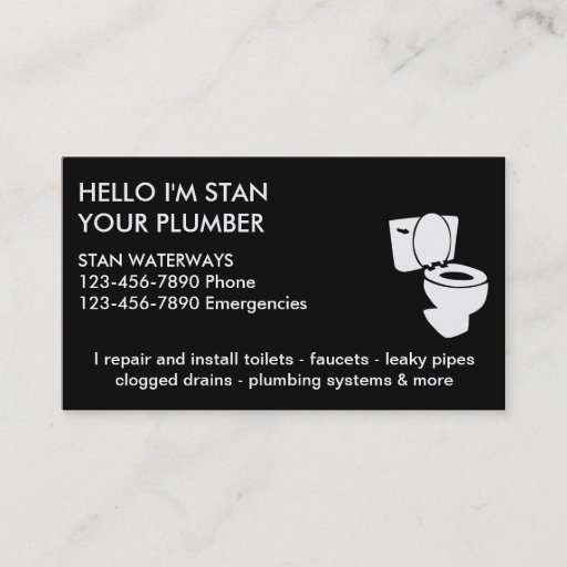 Customizable Simple Plumber Business Cards