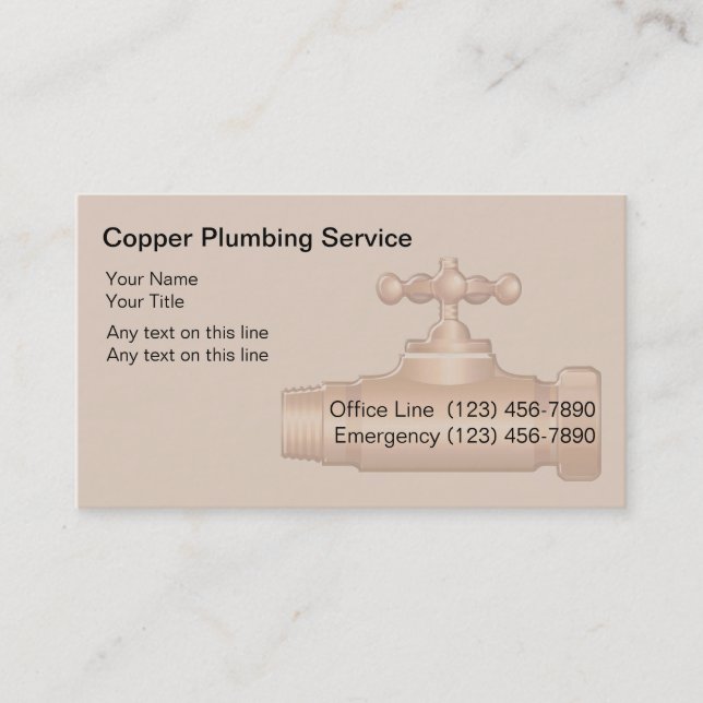 Simple Plumber Business Cards (Front)