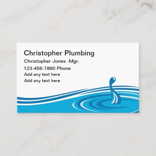 Simple Plumber New Business Cards Water Leak