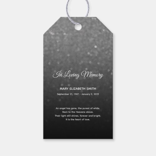 Simple Poem Elegant Black Ombre Funeral Service Gift Tags