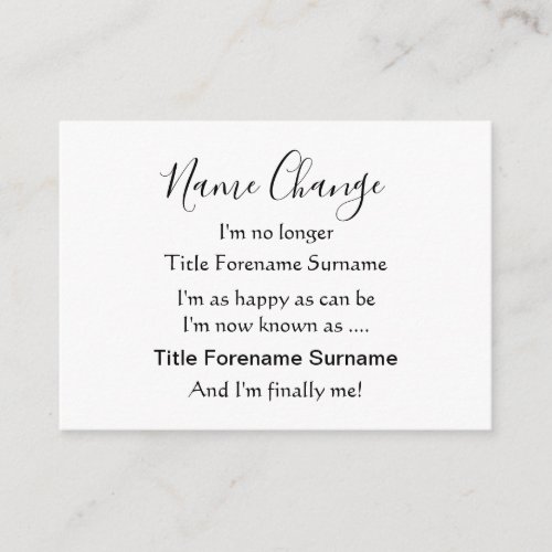 Simple Poem Name Change Enclosure Card