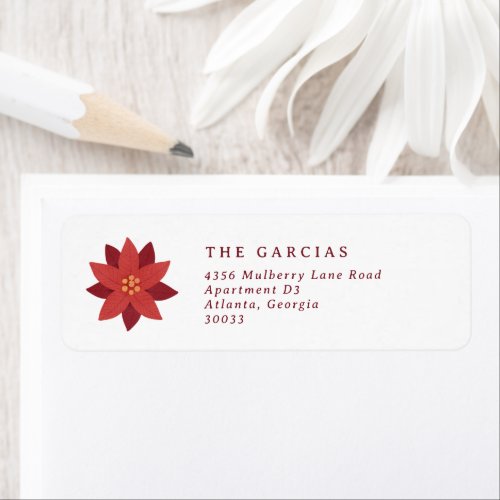 Simple Poinsettia Flower Chistmas Label