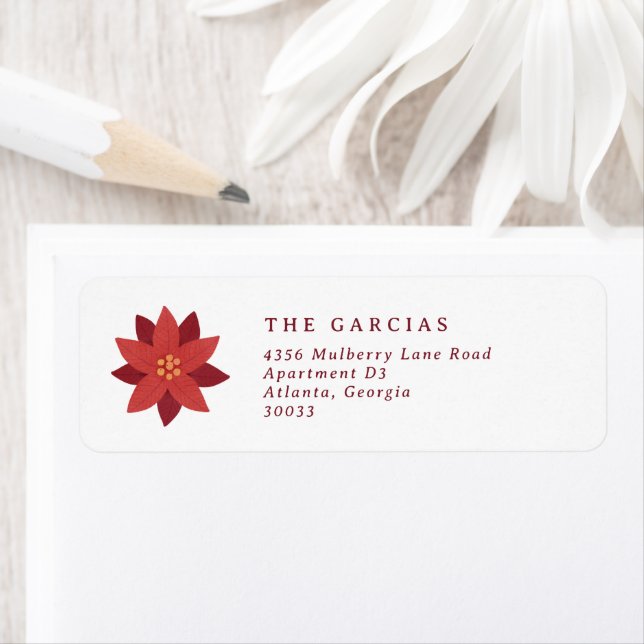Simple Poinsettia Flower Chistmas Label (Insitu)