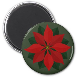 Simple Poinsettia on Green Magnet