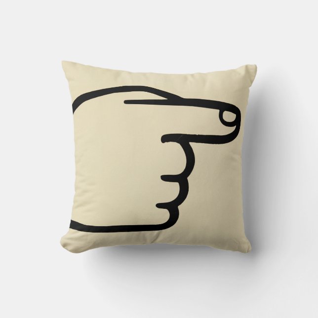 Simple Pointing Hand Manicule Throw Pillow (Front)