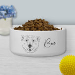 Simple Polar Bear Head Line Art Sketch With Name Bowl<br><div class="desc">Destei's original minimalist line art sketch illustration of a cute polar bear head. There is also a personalizable text area for a name.</div>