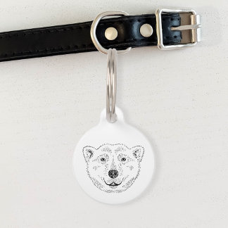 Simple Polar Bear Head Line Art Sketch With Text Pet ID Tag