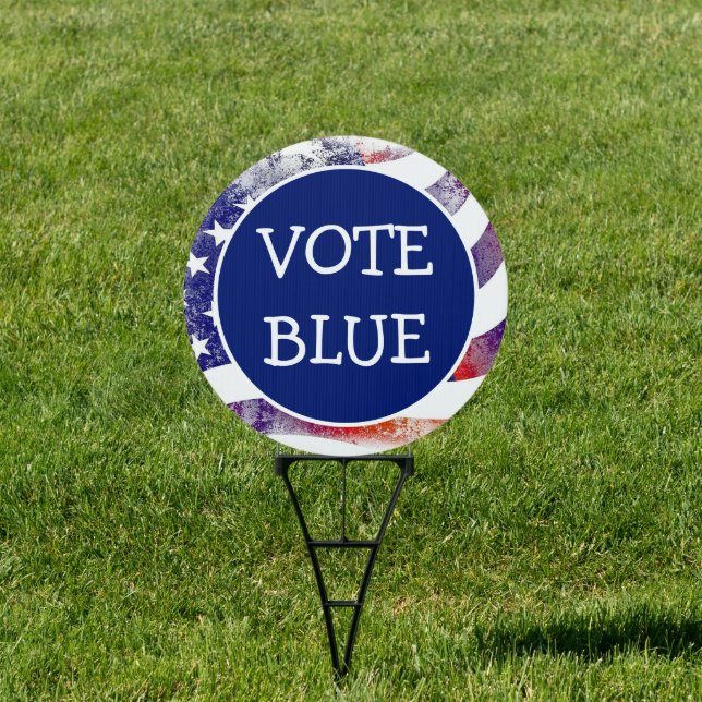 Simple Political Statement Democrat Vote Blue Sign (Insitu)