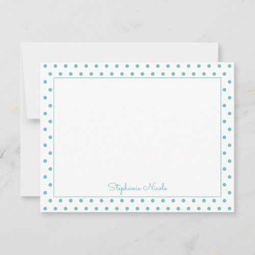 Simple Polka Dot Aqua Personalized  Note Card