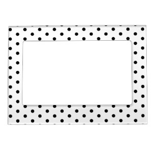 Simple Polka Dot Black and White Pattern Magnetic Photo Frame