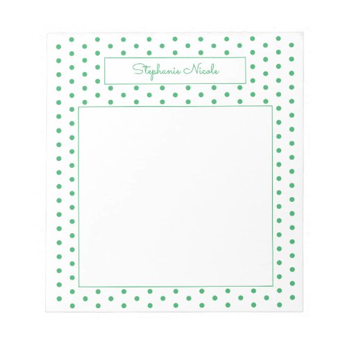 Simple Polka Dot Green Personalized Thin Border Notepad