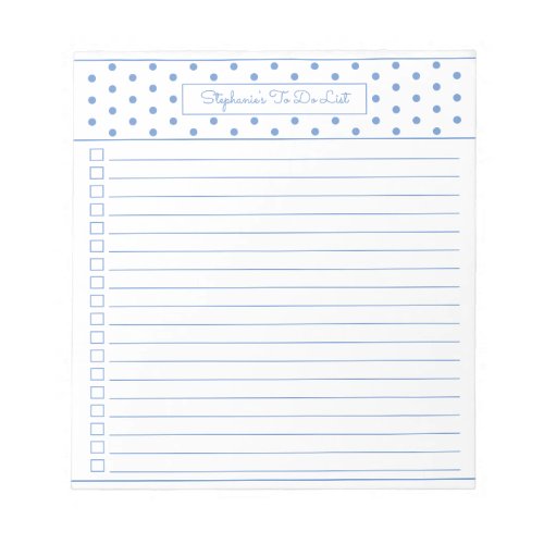 Simple Polka Dot Light Blue One Column Checklist Notepad