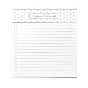 Simple Polka Dot Light Grey One Column Checklist Notepad