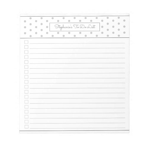 Simple Polka Dot Light Grey One Column Checklist Notepad