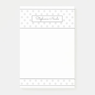 Simple Polka Dot Light Grey Personalized Post-it Notes