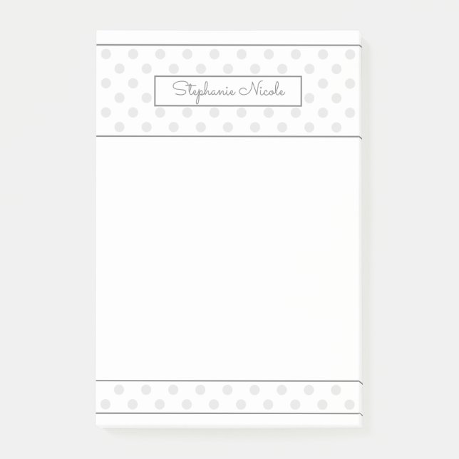 Simple Polka Dot Light Grey Personalized  Post-it Notes (Front)