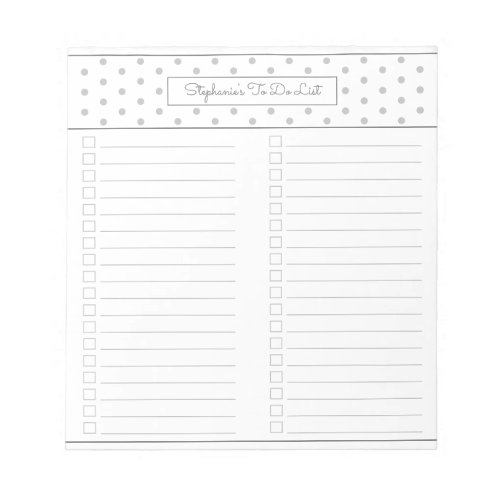 Simple Polka Dot Light Grey Two Column Checklist Notepad