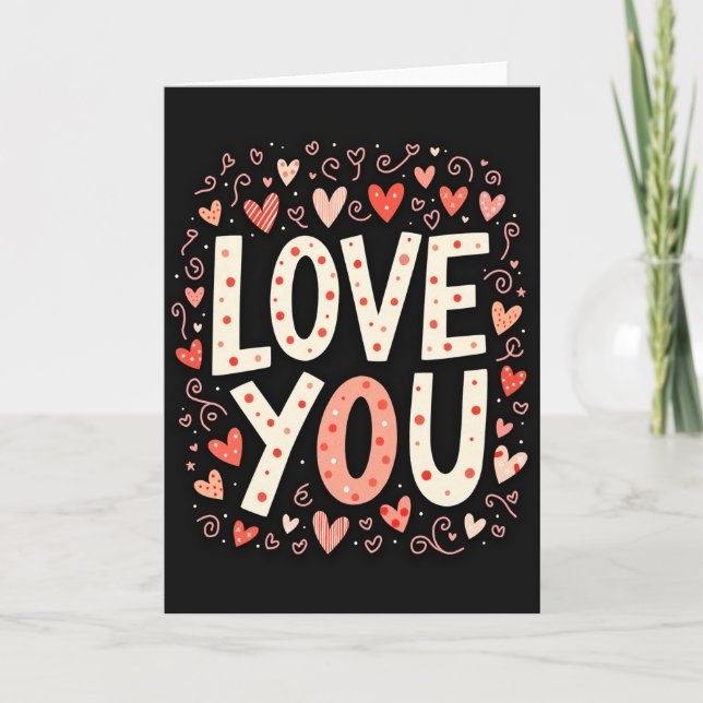 Simple Polka Dot Love You Card (Front)