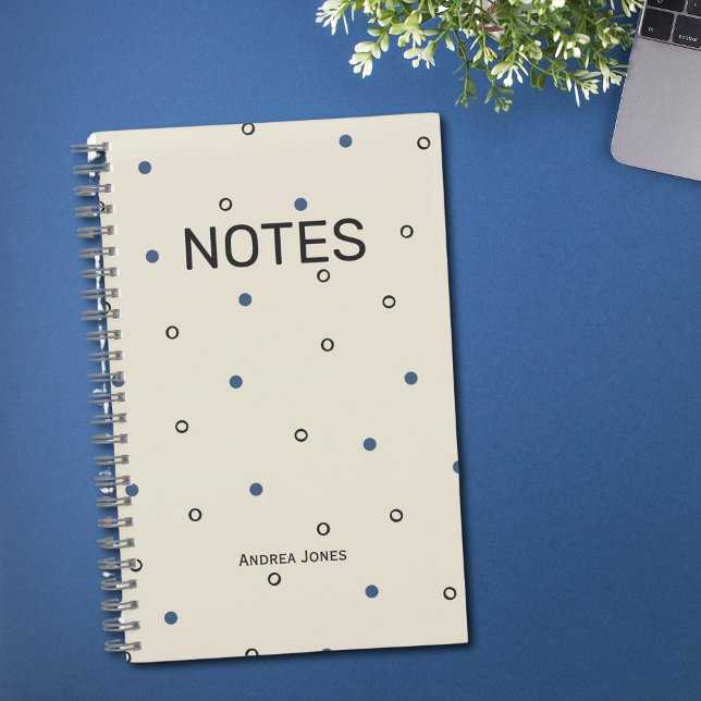 Simple Polka Dot Monogrammed Name Notebook (Creator Uploaded)