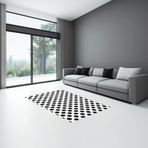 Simple Polka Dot Pattern in Black  White Rug