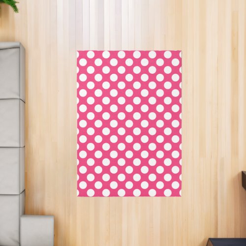 Simple Polka Dot Pattern in Hot Pink  White Rug