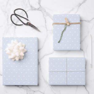 Simple Polka Dot Pattern in Pastel Light Blue Gray Wrapping Paper Sheets