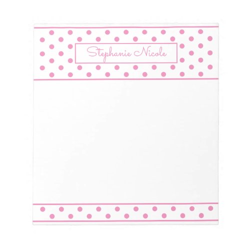 Simple Polka Dot Pink Personalized Notepad