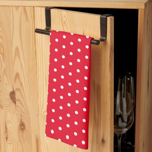 Simple Polka Dot Red and White Kitchen Towel