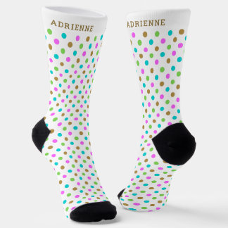 Simple Polka Dots Pattern Personalized White Socks