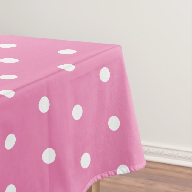 Simple Polka Dots Pink and White Tablecloth (In Situ)