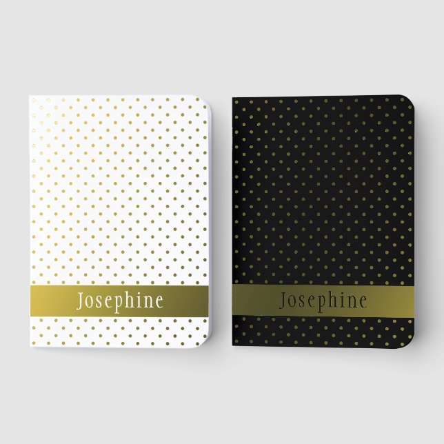 Simple Polka Dots With Custom Text Foil Notebooks (Front)