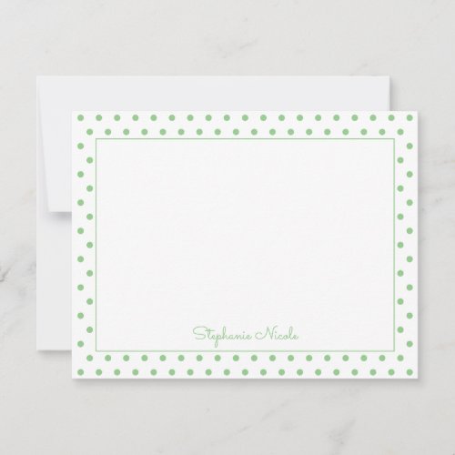 Simple Polka Sage Personalized Thin Line Border Note Card