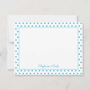 Simple Polka Sky Blue Personalized Note Card