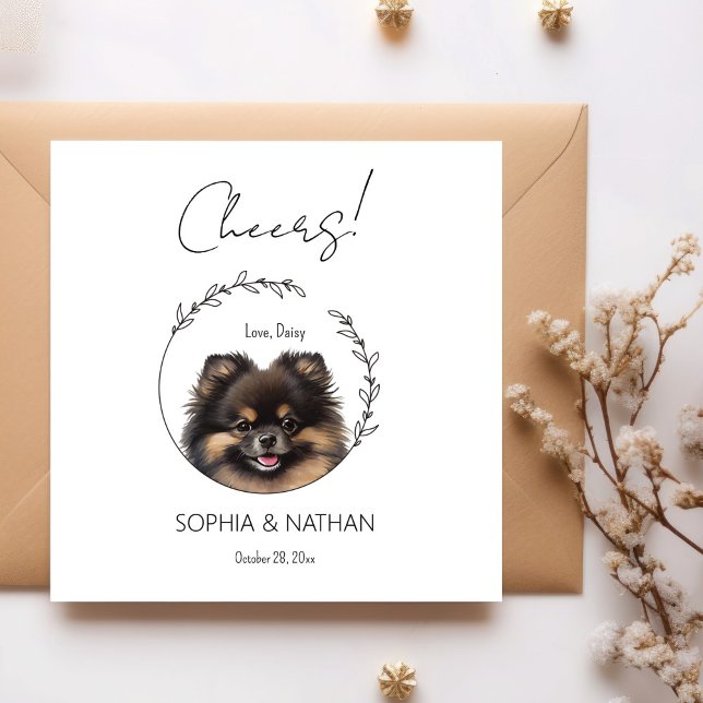 Simple Pomeranian Dog Wedding Cocktail Napkins (Creator Uploaded)