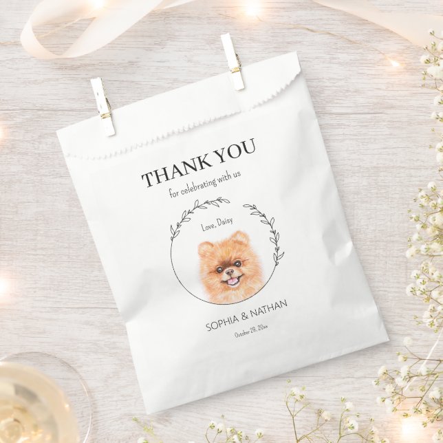 Simple Pomeranian Dog Wedding Thank You Favor Bag (Clipped)