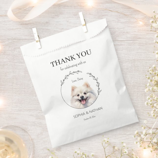 Simple Pomeranian Dog Wedding Thank You Favor Bag (Clipped)