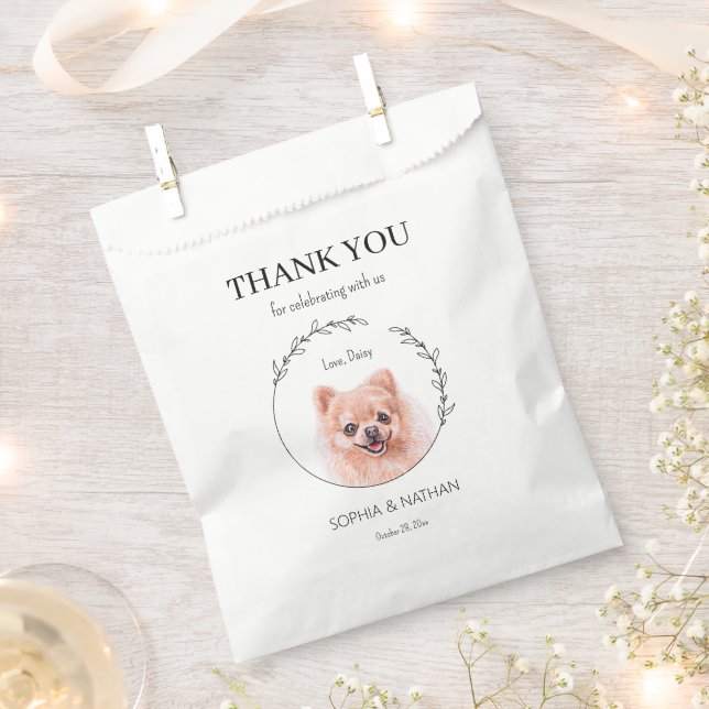 Simple Pomeranian Dog Wedding Thank You Favor Bag (Clipped)