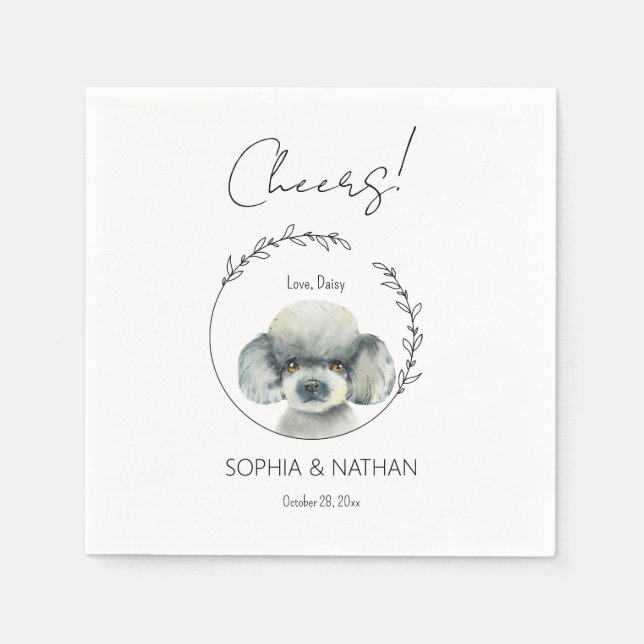 Simple Poodle Dog Wedding Cocktail  Napkins (Front)