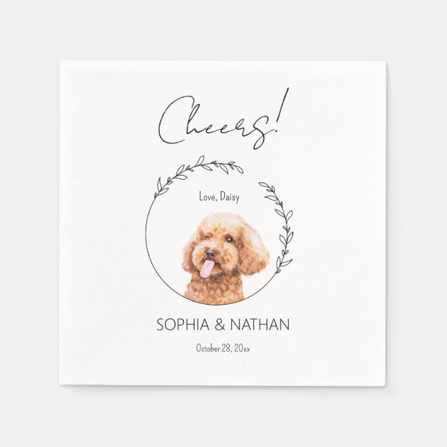 Simple Poodle Dog Wedding Cocktail  Napkins (Front)
