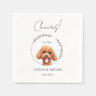 Simple Poodle Dog Wedding Cocktail  Napkins