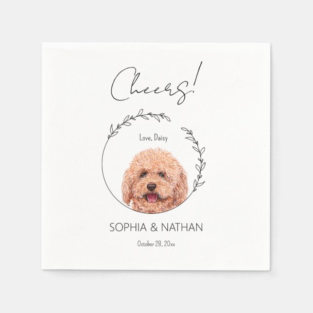 Simple Poodle Dog Wedding Cocktail  Napkins (Front)