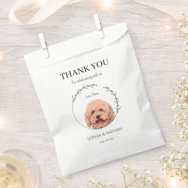 Simple Poodle Dog Wedding Thank You Favor Bag (Clipped)