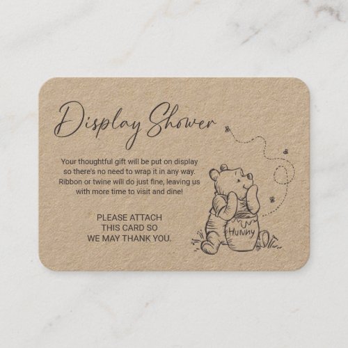 Simple Pooh Baby Shower No Wrap Place Card