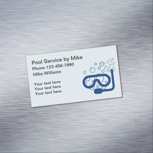 Simple Pool Service Business Card Magnet