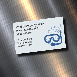 Simple Pool Service Business Card Magnet
