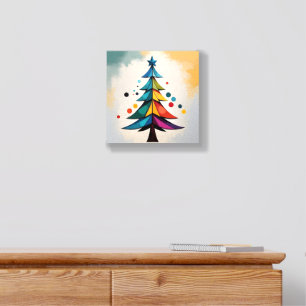 Simple Pop Art Geometric Christmas Tree and Circle Foam Core Photo Tile