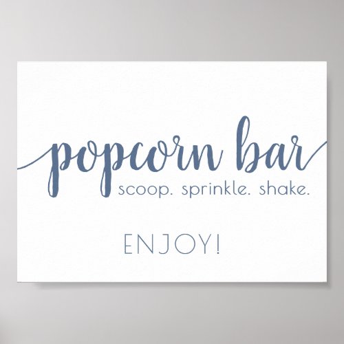 Simple Popcorn Bar  Dusty Blue Any Event Sign