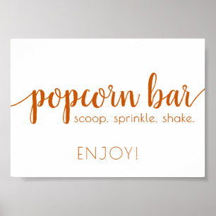 Simple Popcorn Bar Fall Orange Any Event Sign
