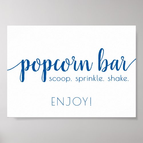 Simple Popcorn Bar  French Blue Any Event Sign